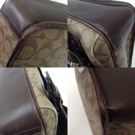  COACH コーチ ヘリテージ・ストライプ シグネチャー ショルダーバッグ  F70077 ブラウン x ベージュ