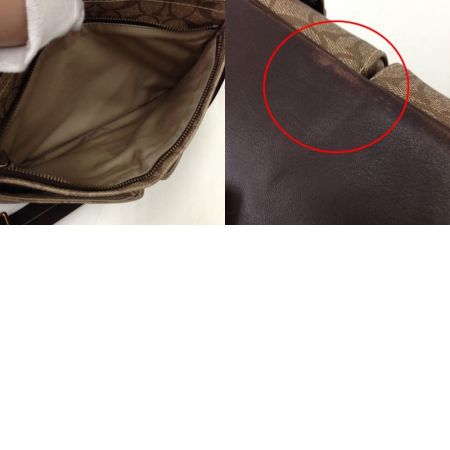  COACH コーチ ヘリテージ・ストライプ シグネチャー ショルダーバッグ  F70077 ブラウン x ベージュ