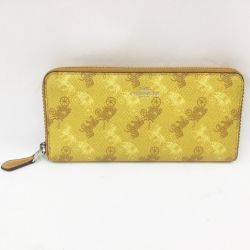 〇〇 COACH コーチ ラウンドファスナー長財布 F87926 イエロー Bランク