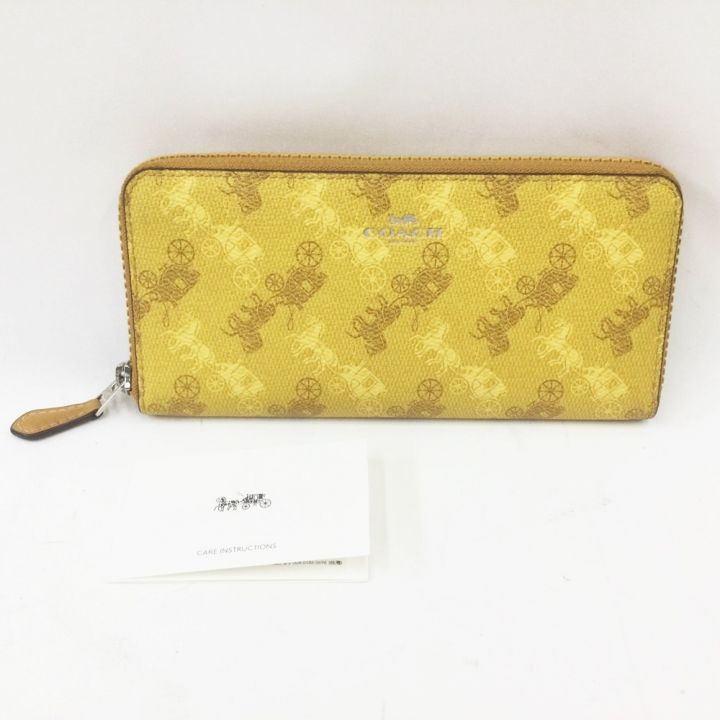 最終価格♥コーチ　長財布 アウトレット ラウンドファスナー ベージュ/イエロー COACH（コーチ） 並行輸入 長財布(ラウンドファスナー) シグネチャー
