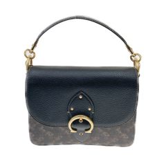  COACH コーチ ショルダー バッグ シグネチャー キャンバス  H2080 ブラック x ブラウン Aランク