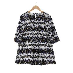 〇〇 Leilian レリアン レディース チュニック リーフ柄 サイズ11 ホワイト Bランク