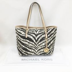 〇〇 MICHAEL KORS マイケルコース トートバッグ　ゼブラ柄 ベージュ Aランク