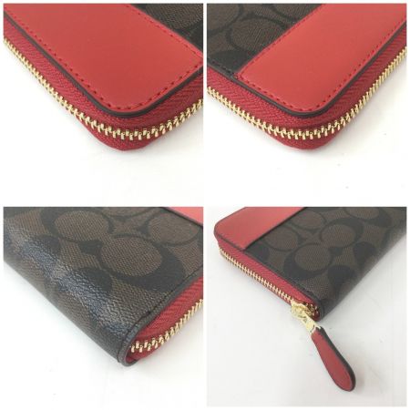  COACH コーチ ラウンドファスナー長財布　 F76873 ブラウン x レッド