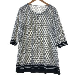 〇〇 Leilian レリアン レディース カットソー サイズ13+ ホワイト×ブラック Bランク