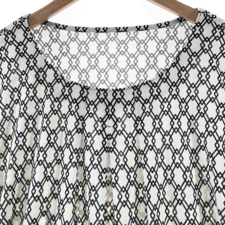  Leilian レリアン レディース カットソー サイズ13+ ホワイト×ブラック