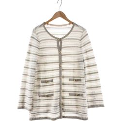 〇〇 Leilian レリアン レディース カーディガン サイズ13+ ベージュ×アイボリー Bランク
