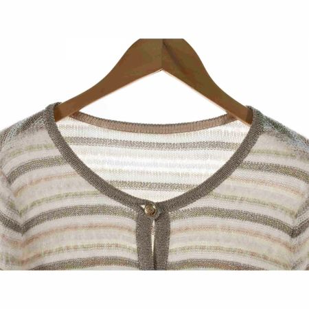  Leilian レリアン レディース カーディガン サイズ13+ ベージュ×アイボリー