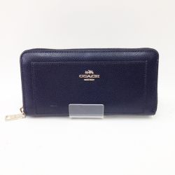〇〇 COACH コーチ 長財布　ラウンドファスナー F52648 ネイビー Bランク