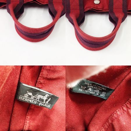  HERMES エルメス フールトゥPM ハンドバッグ  バッグ レッド x ブラウン