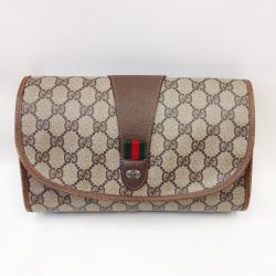 〇〇 GUCCI グッチ オールドグッチ シェリーライン クラッチバッグ セカンドバッグ   89 01 030 ブラウン x ベージュ Cランク