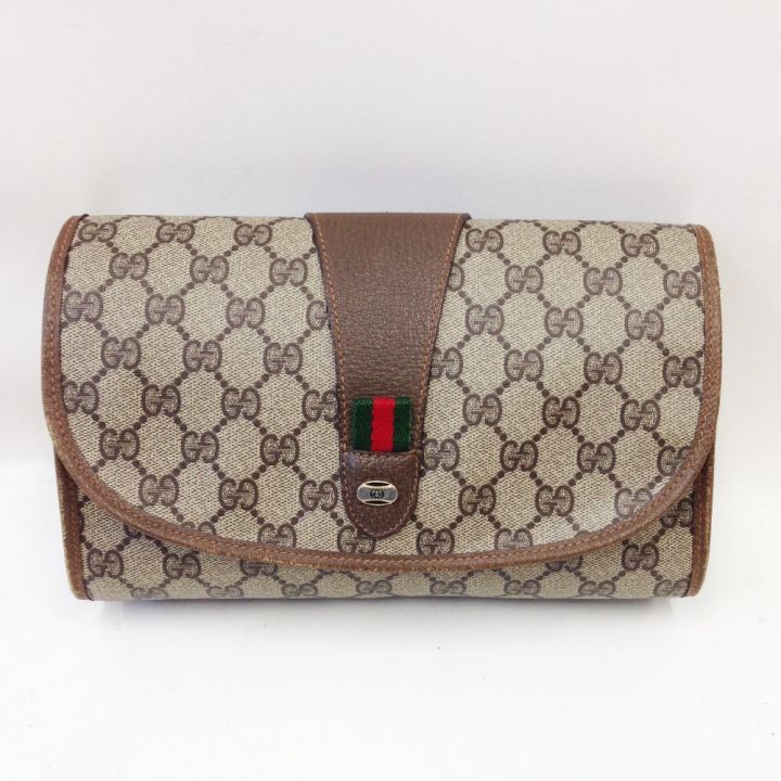 GUCCI グッチ オールドグッチ シェリーライン クラッチバッグ セカンドバッグ 89 01 030 ブラウン x  ベージュ｜中古｜なんでもリサイクルビッグバン