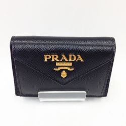 〇〇 PRADA プラダ 3つ折り財布 PRADA  ブラック 1MH021 ブラック Aランク