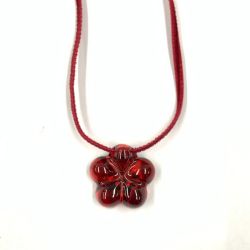 〇〇 Baccarat バカラ フラワーモチーフ ペンダント ネックレス レッド Bランク