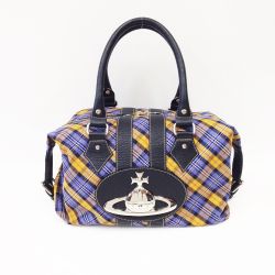 〇〇 Vivienne Westwood ヴィヴィアン・ウエストウッド ハンドバッグ オーブ プレート チェック ミニボストン Bランク
