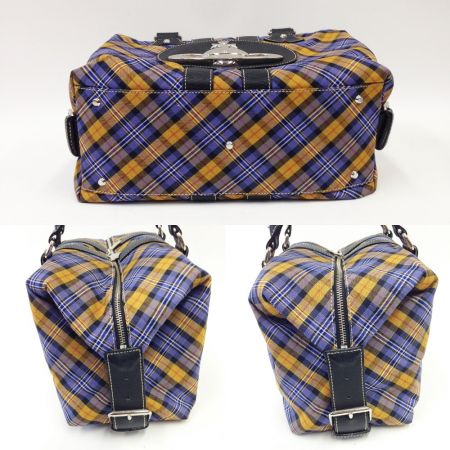  Vivienne Westwood ヴィヴィアン・ウエストウッド ハンドバッグ オーブ プレート チェック ミニボストン