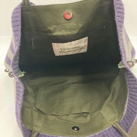  Vivienne Westwood ヴィヴィアン・ウエストウッド ウールバッグ トートバッグ パープル×グレー x グレー