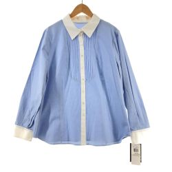 〇〇 Leilian レリアン レディース シャツ サイズ17+ スカイブルー Bランク