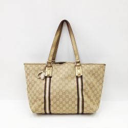 〇〇 GUCCI グッチ トートバッグ ハートチャーム付 キャンバス 139261 ブラウン x ベージュ 現状渡し Cランク