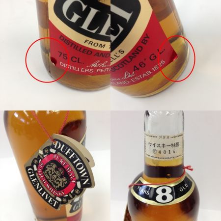   ダフタウン DUFFTOWN　グレンリベット 8年 760ml 43% スコッチウイスキー ウイスキー特級 古酒 未開栓