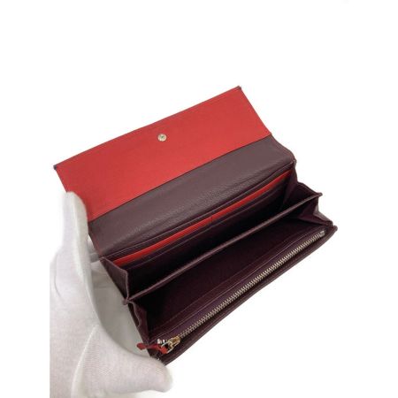  Paul Smith ポールスミス レザー 長財布 レッド x ブラウン