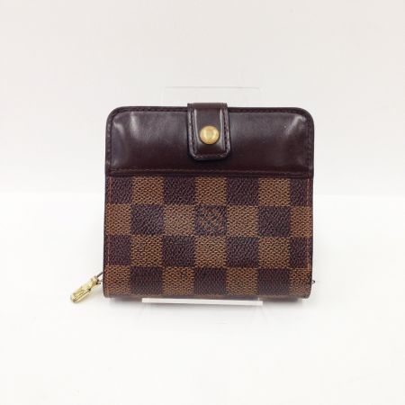  LOUIS VUITTON ルイヴィトン  ダミエ コンパクトジップ 2つ折り財布 N61668 ブラウン 現状渡し ジャンク品