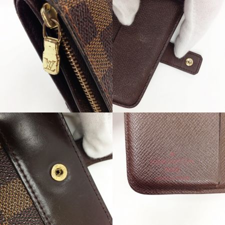  LOUIS VUITTON ルイヴィトン  ダミエ コンパクトジップ 2つ折り財布 N61668 ブラウン 現状渡し ジャンク品