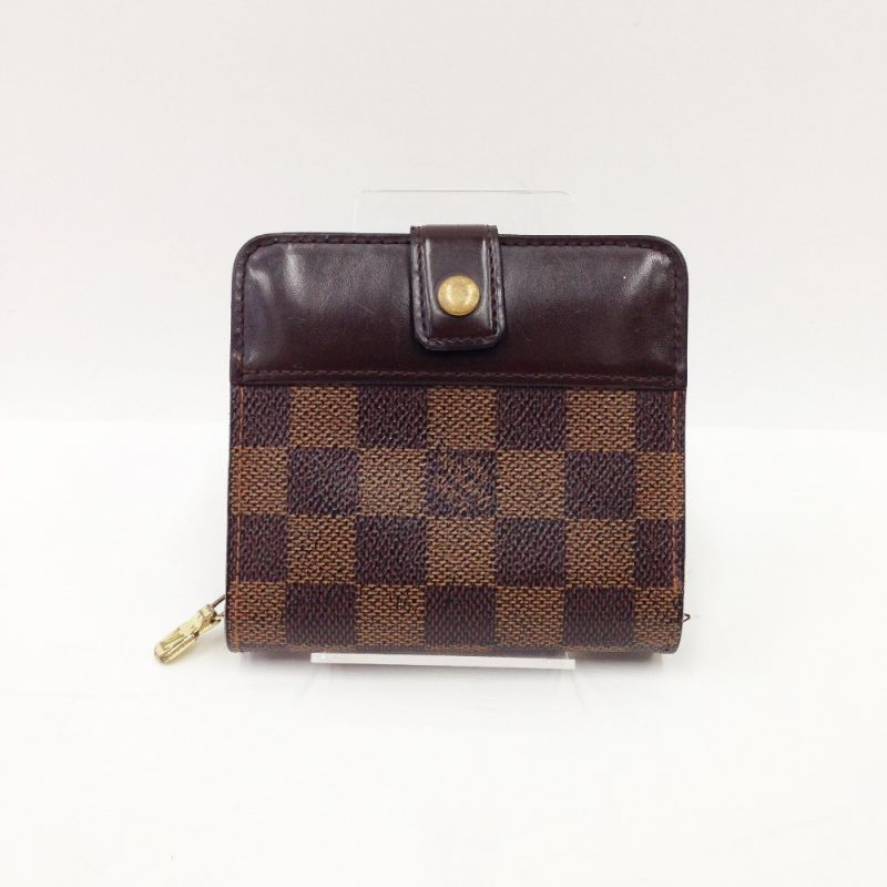 中古】 LOUIS VUITTON ルイヴィトン ダミエ コンパクトジップ 2つ折り