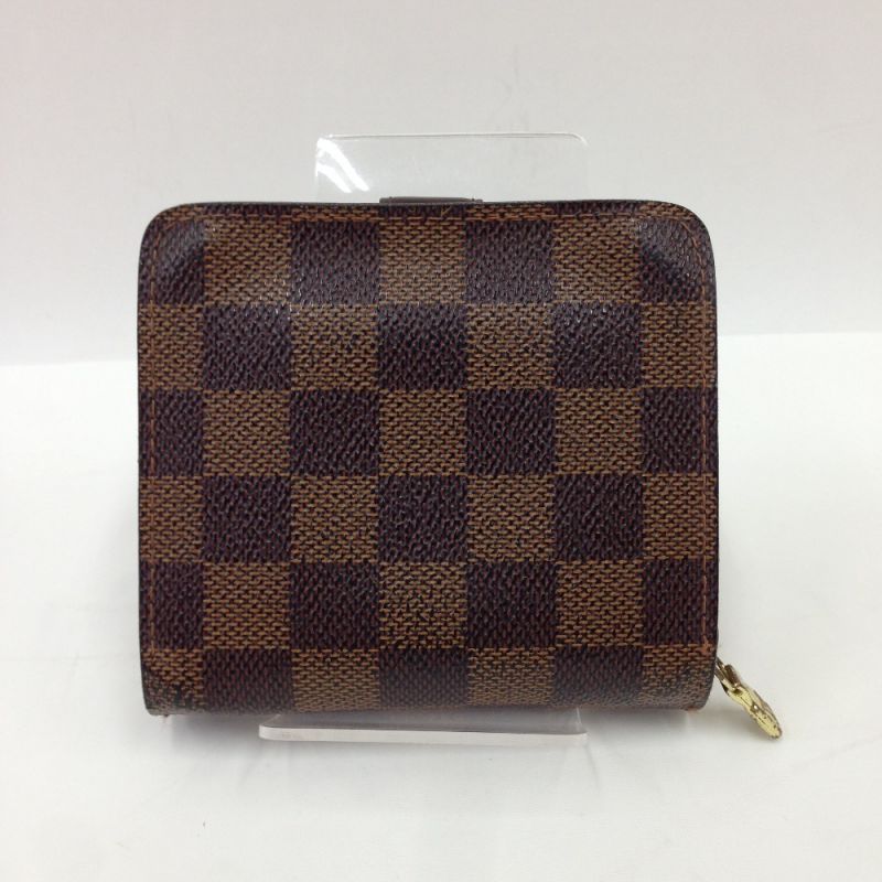 中古】 LOUIS VUITTON ルイヴィトン ダミエ コンパクトジップ 2つ折り ...