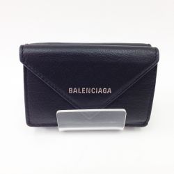 〇〇 BALENCIAGA バレンシアガ PAPIER ミニウォレット 箱・布袋付 ブラック Aランク