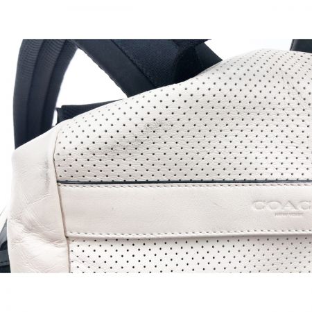  COACH コーチ パフォレイテッド ミックスド マテリアル リュックサック バック パック F57477 ホワイト×ブラック