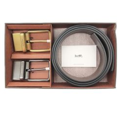 〇〇 COACH コーチ リバーシブル レザーベルト バックル2種付き ベルト ブラック x ゴールド Sランク