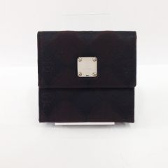 MCM エムシーエム 財布 二つ折り財布 ブラウン x ブラック Bランク