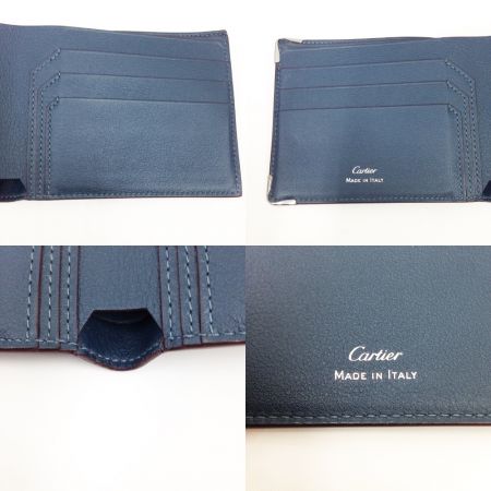  Cartier カルティエ マストドゥカルティエ 札入れ 2つ折り財布 ネイビー