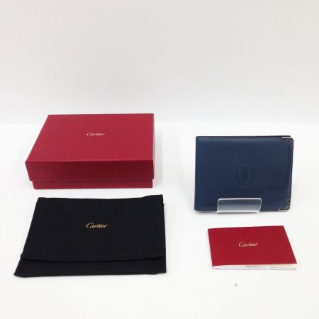 Cartier カルティエ マストドゥカルティエ 札入れ 2つ折り財布 ネイビー