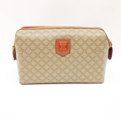 〇〇 CELINE セリーヌ  マカダム柄 ポーチ コスメポーチ MC98/1 ベージュ x ブラウン Bランク