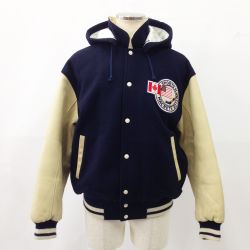 〇〇 MACBETH スタジャン USA カナダ アイスホッケー XL ネイビー x ホワイト ヴィンテージ 現状渡し Bランク