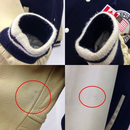  MACBETH スタジャン USA カナダ アイスホッケー XL ネイビー x ホワイト ヴィンテージ 現状渡し