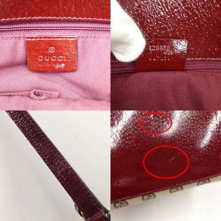  GUCCI グッチ GGキャンバス トートバッグ　 ベージュ x ワインレッド 現状渡し