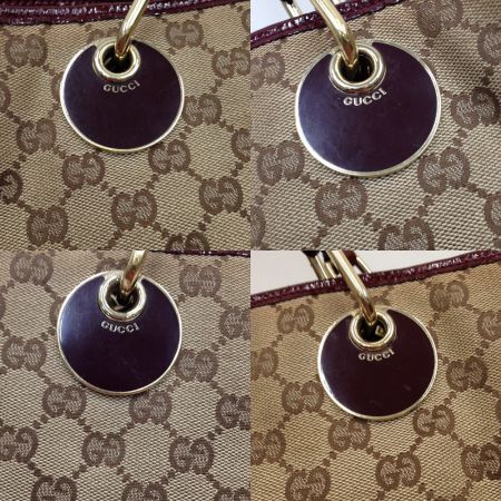  GUCCI グッチ GGキャンバス トートバッグ　 ベージュ x ワインレッド 現状渡し