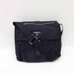 〇〇 PRADA プラダ ショルダーバッグ ロゴプレート 1BD994 ブラック 現状渡し Cランク