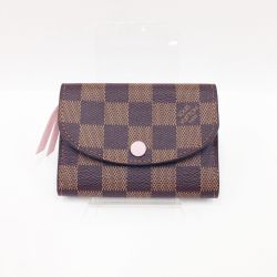 〇〇 LOUIS VUITTON ルイヴィトン ダミエ ポルトモネ・ロザリ コンパクト ウォレット 財布 N64423 ブラウン x ピンク Bランク