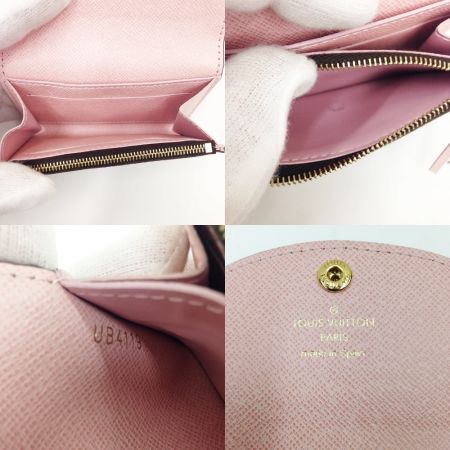  LOUIS VUITTON ルイヴィトン ダミエ ポルトモネ・ロザリ コンパクト ウォレット 財布 N64423 ブラウン x ピンク
