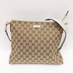 〇〇 GUCCI グッチ GGキャンバス ショルダーバッグ 388924 ベージュ x ホワイト Aランク