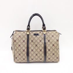 〇〇 GUCCI グッチ GG ハートプリント ボストンバッグ 193603 ベージュ x ブラウン Bランク