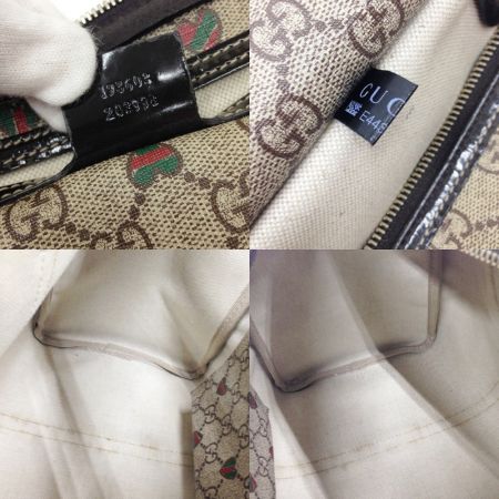  GUCCI グッチ GG ハートプリント ボストンバッグ 193603 ベージュ x ブラウン