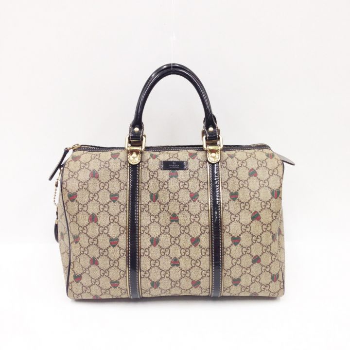 GUCCI グッチ GG ハートプリント ボストンバッグ 193603 ベージュ x ブラウン｜中古｜なんでもリサイクルビッグバン