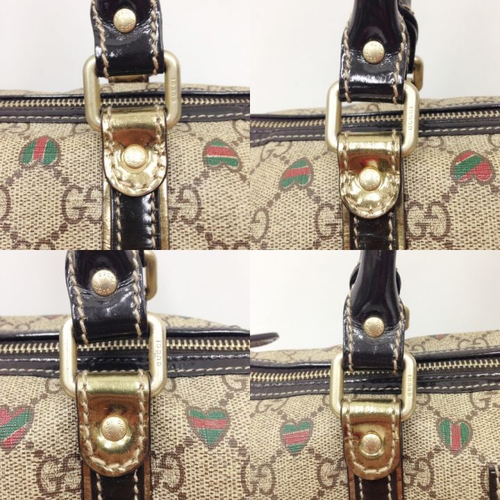 GUCCI グッチ GG ハートプリント ボストンバッグ 193603 ベージュ x ブラウン｜中古｜なんでもリサイクルビッグバン