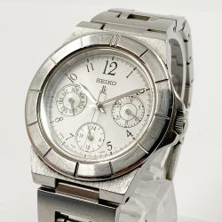 〇〇 SEIKO セイコー lk ルキア 腕時計 ウォッチ クォーツ ロゴ クロノグラフ 腕時計 5Y89-0B30 シルバー x ホワイト Bランク