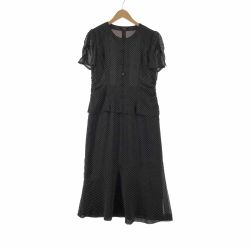 〇〇 Leilian レリアン レディース ワンピース 小花柄 半袖 サイズ9 ブラウン Bランク